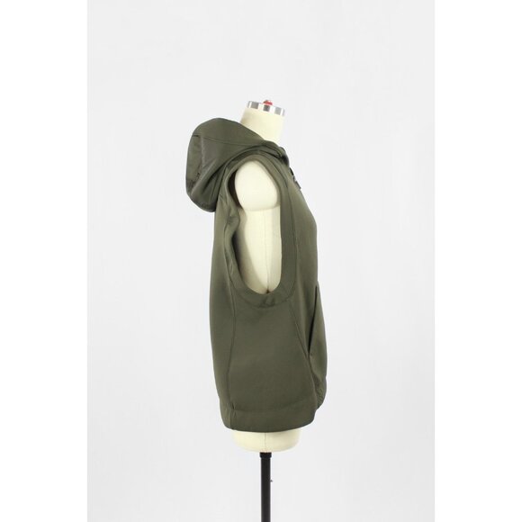 LULULEMON Re-Form Dark Olive Green Stretch Glyde Waterproof Hooded Vest, Size 8 - Picture 6 of 16